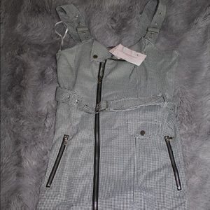 Honey Punch black and white checkered zipper dress
